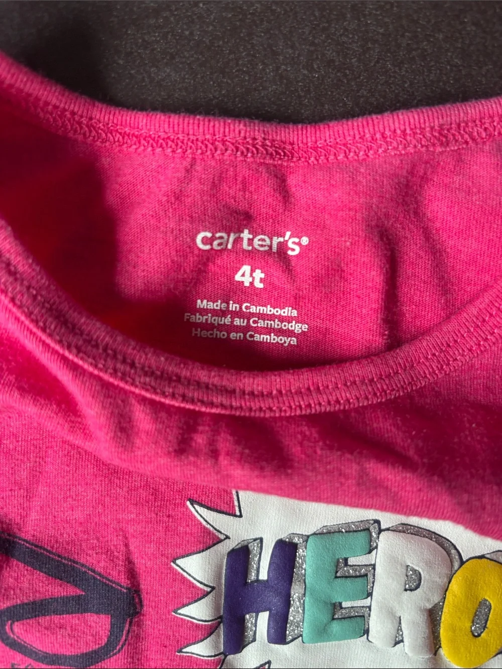 Carter's Girls' Hot Pink Graphic Tee & Pink Navy Striped Long Sleeve Top
